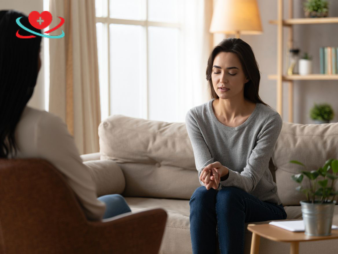 Девушка на консультации с врачом-психиатром